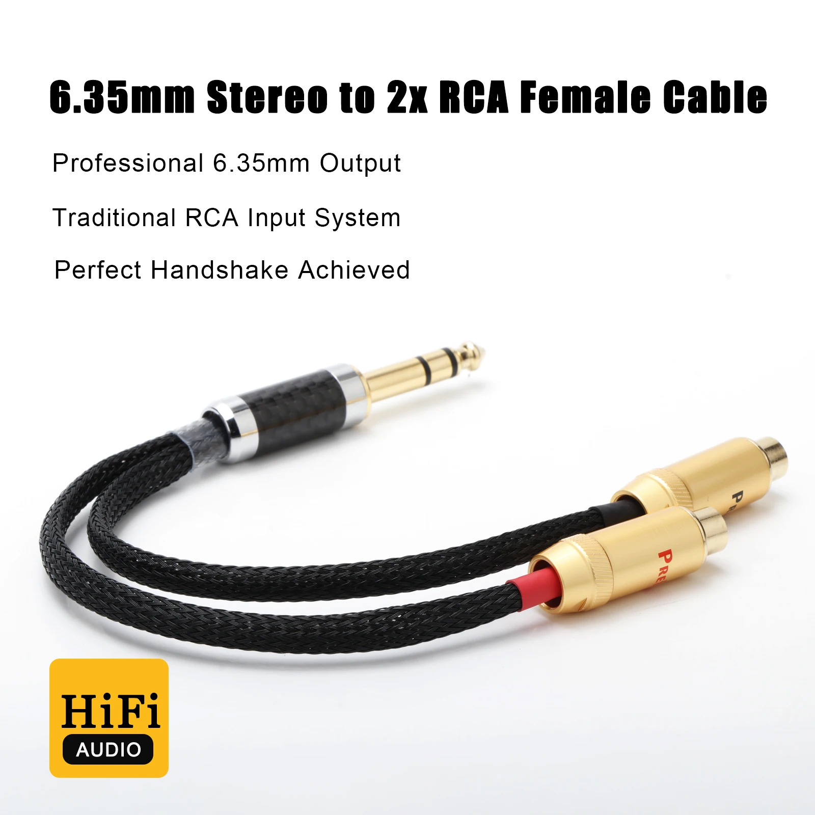 

RCA Audio Cable Jack 6.35 to 2 RCA Cable 6.35mm Jack to 2RCA Female Splitter Aux Cable for TV PC Amplifiers DVD Speaker Wire