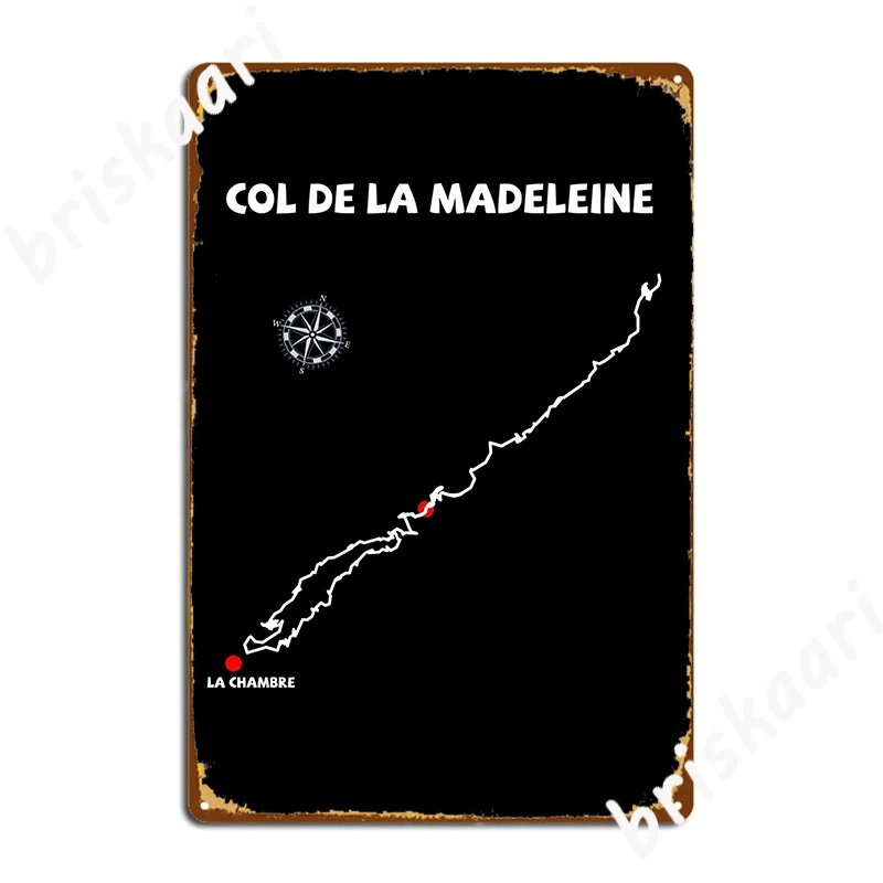 Col De La Madeleine Serpentine Pass In France Cycling Metal Sign Wall Mural Garage Decoration Vintage Tin Sign Poster