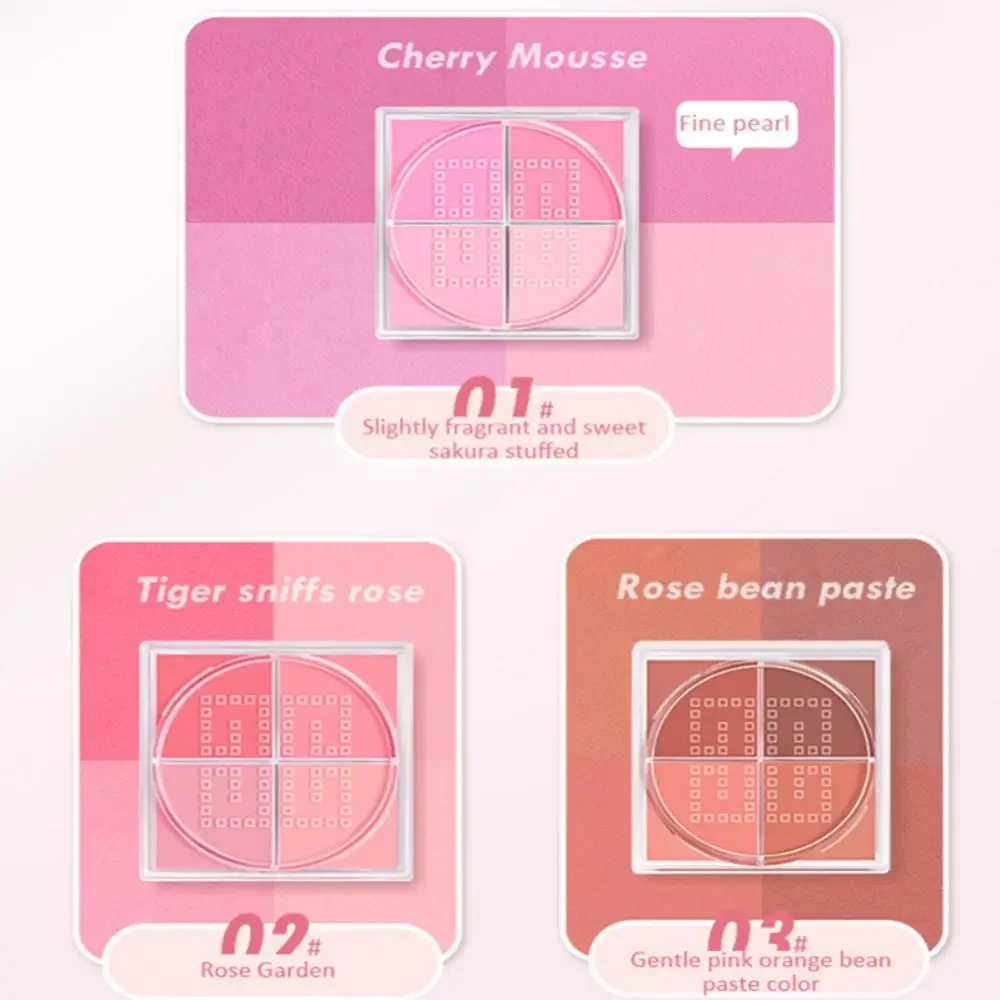 4 Square Grid Face Blusher Natural Vibrant Orange Facial Cheek Contour Blush Powder Matte Tint Women Makeup Cosmetics all'ingrosso