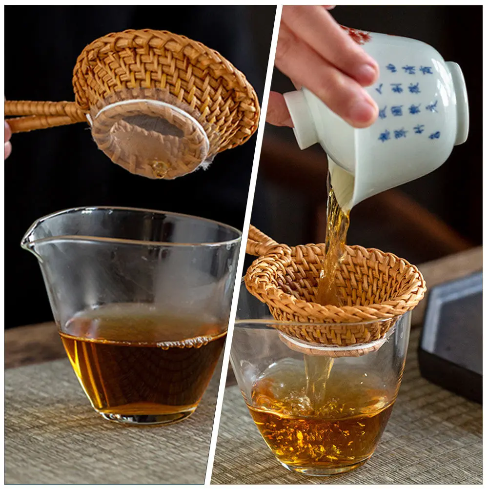 

Handheld Rattan Tea Strainer with Comfortable Handle Ultra-Fine Mesh for Residue-Free Brewing Suitable for All Teas and Spices