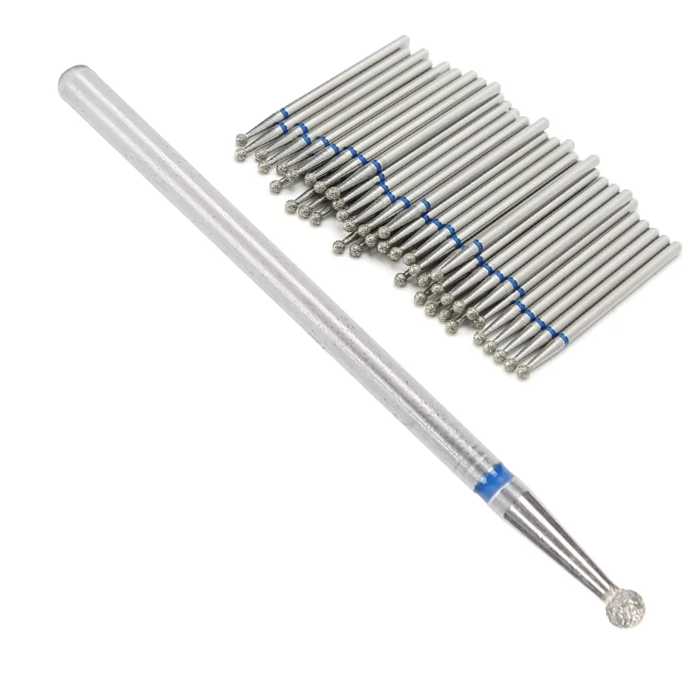 50pcs Ball Head Spherical Nail Drill Bits Diamond Texture Replacement Accessory Cuticle Clean Drill Bits Ball Head Grinding Head