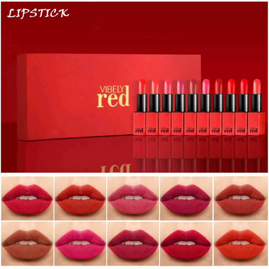 

Sexy Red Lipstick Velvet Soft Lip Glaze Cosmetics Lipgloss Makeup Nude Matte Waterproof Lasting Non-stick Cup Lip Stick Makeup