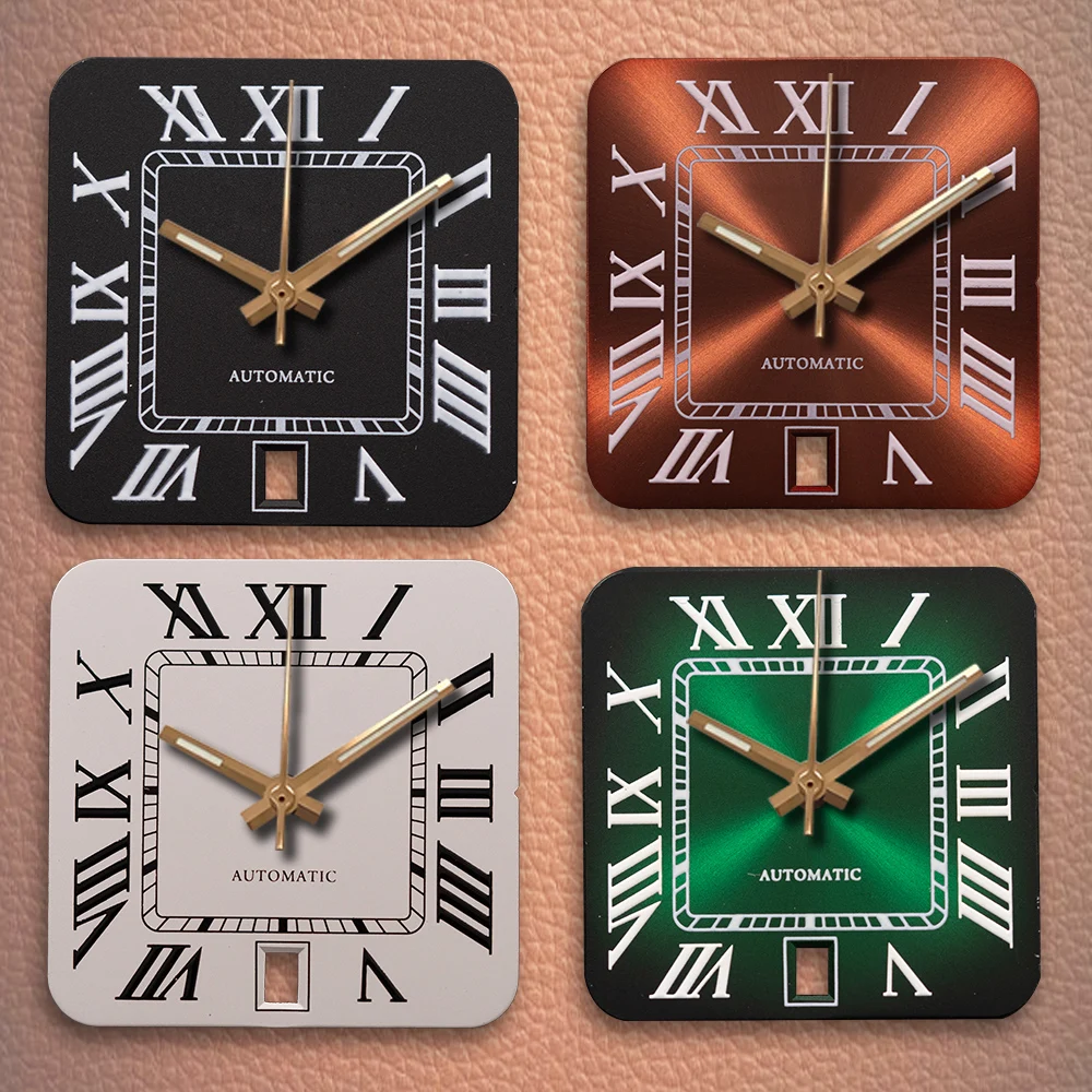 

Новый квадратный римский циферблат с логотипом S, 27 мм, календарь на 6 часов, без стрелок, подходит для NH35, NH36, аксессуары для модификации часов