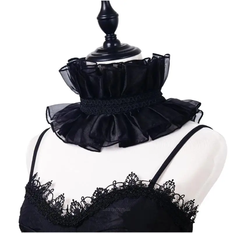 X5XA Elizabethan Collar Ruffle Lace Collar Decorative Shawl Wrap Evening Dress Props
