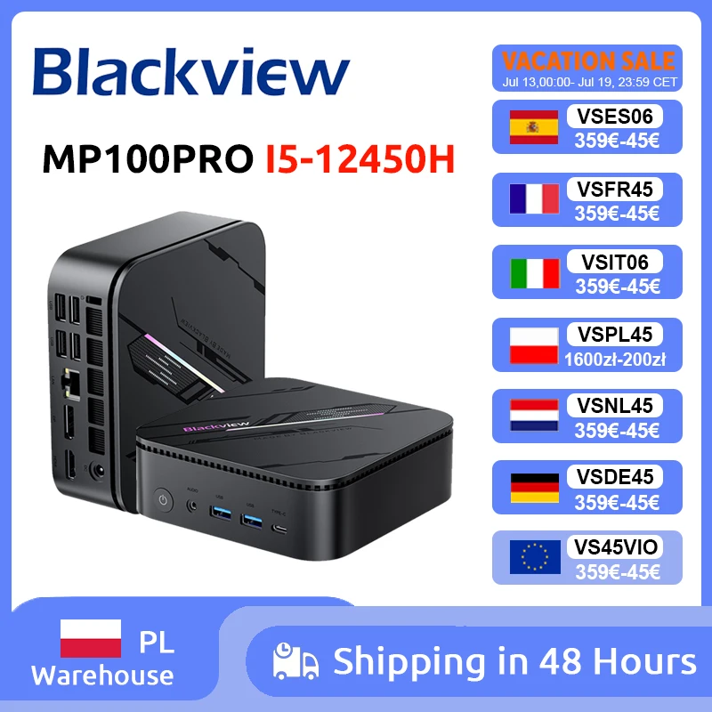 Blackview MP100PRO Intel I5-12450H NUEVO Mini PC Windows 11 8 Núcleos 12 Hilos 16GB+512GB / 1TB WiFi 6 Mini Ordenador PC BT5.2