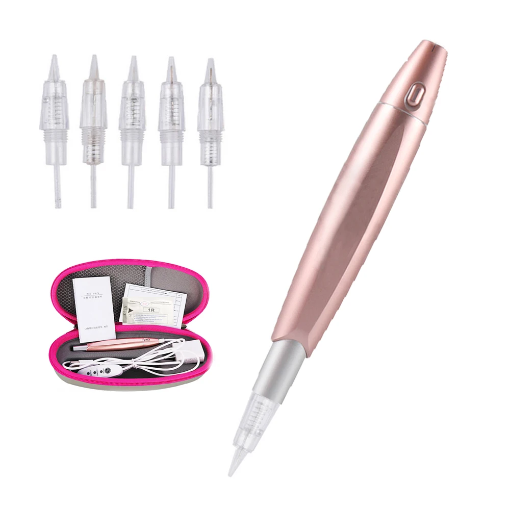 

Розовое золото PMU Инструменты для бровей Перманентный макияж Губы Машина и картридж