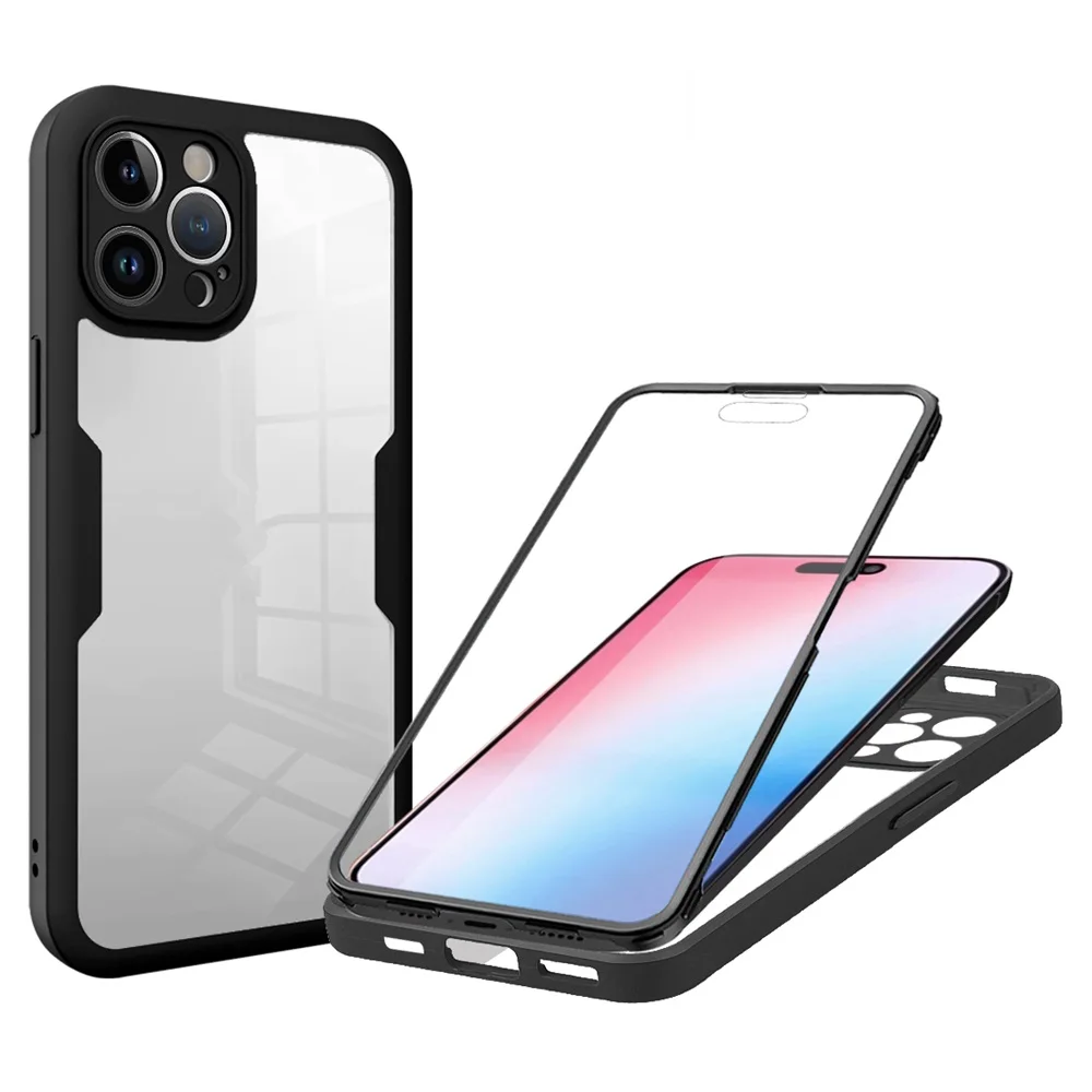 

Double Sided Protection Clear Rugged Case for iPhone 15 Pro Max 7G 8G XR XS Max 11 12 13 Pro 14 Plus Built in Protector Case