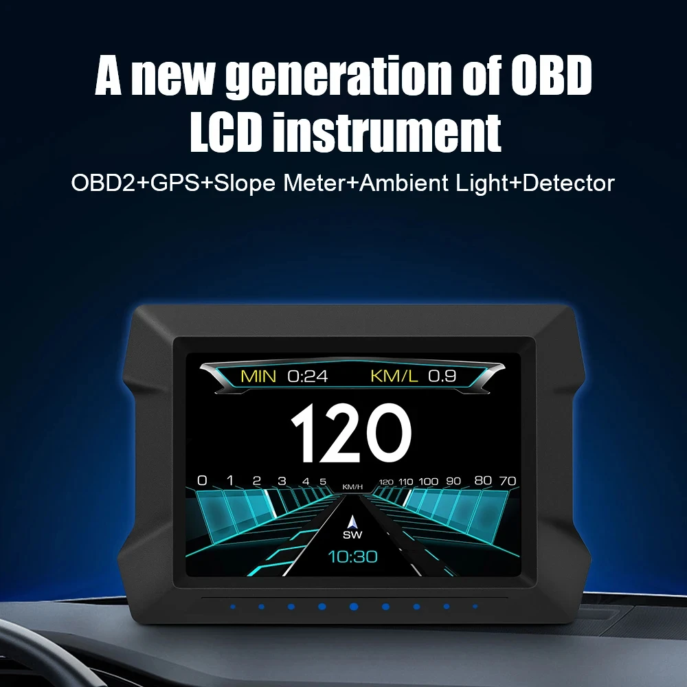 ​With Overspeed Low Voltage Alarm P22 Dual System HUD Slope Tilt Meter Car Electronics OBD2 GPS Head Up Display Speedometer