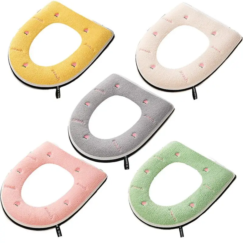 1Pcs Winter Bathroom Toilet Seat Cover Soft Warmer Washable Mat Cover Pad Cushion Seat with Handle