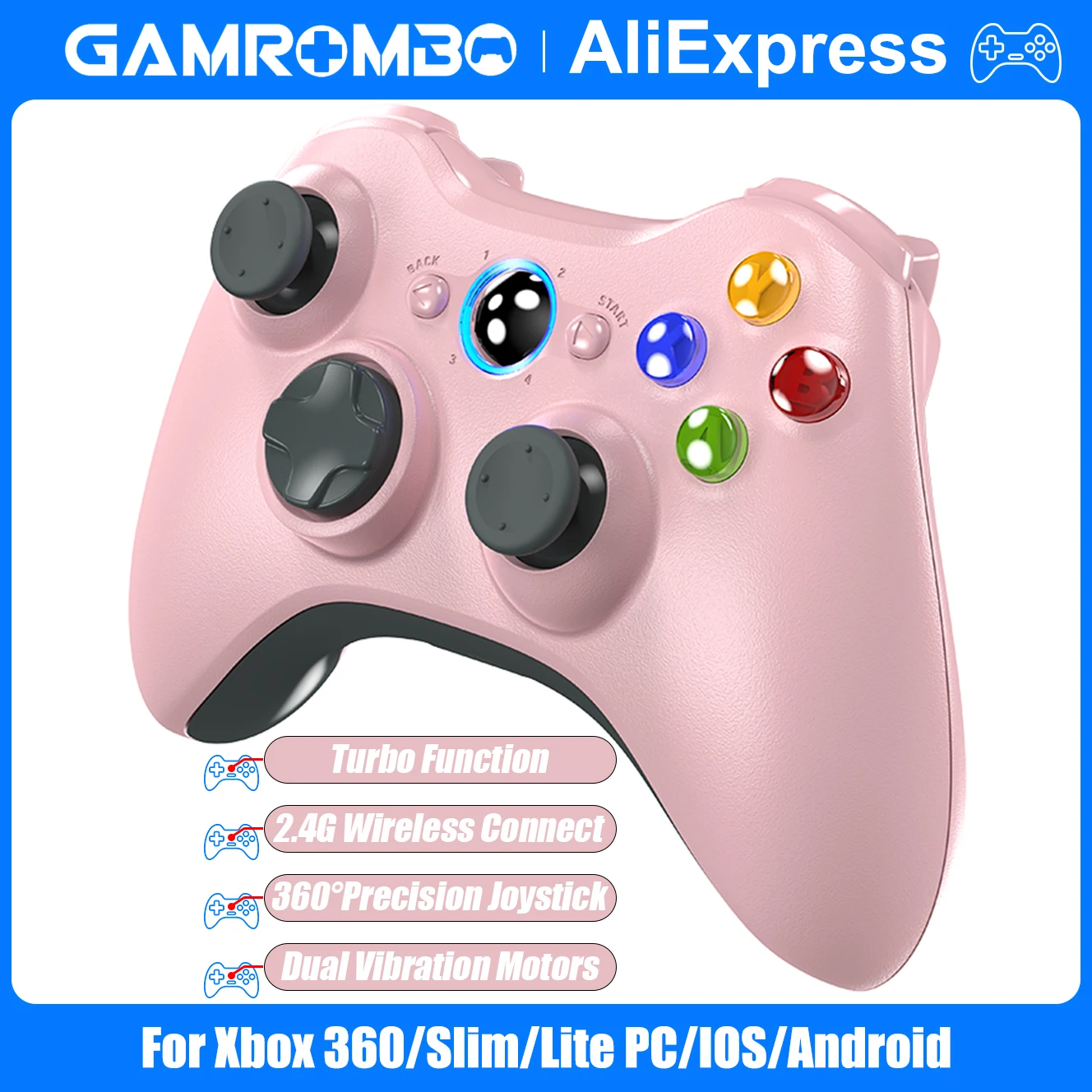 

Game Controller for Xbox 360/Slim/Lite PC/IOS/Android Gamepad Wireless Remote Controle Handle W/ Dual Vibration Gaming Joystick