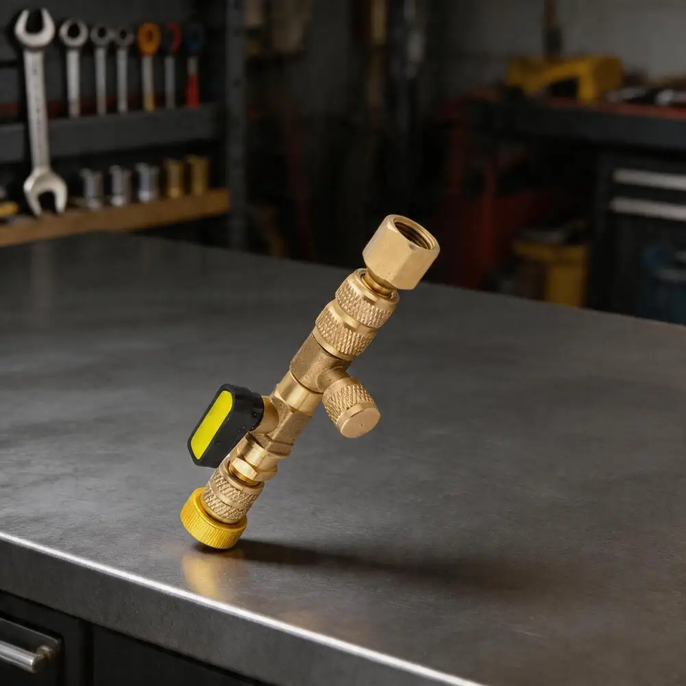 Robust HVAC Valve Core Remover with Brass Body and Stainless Steel Stem for R22 R410A R404A R407C R32 Applications
