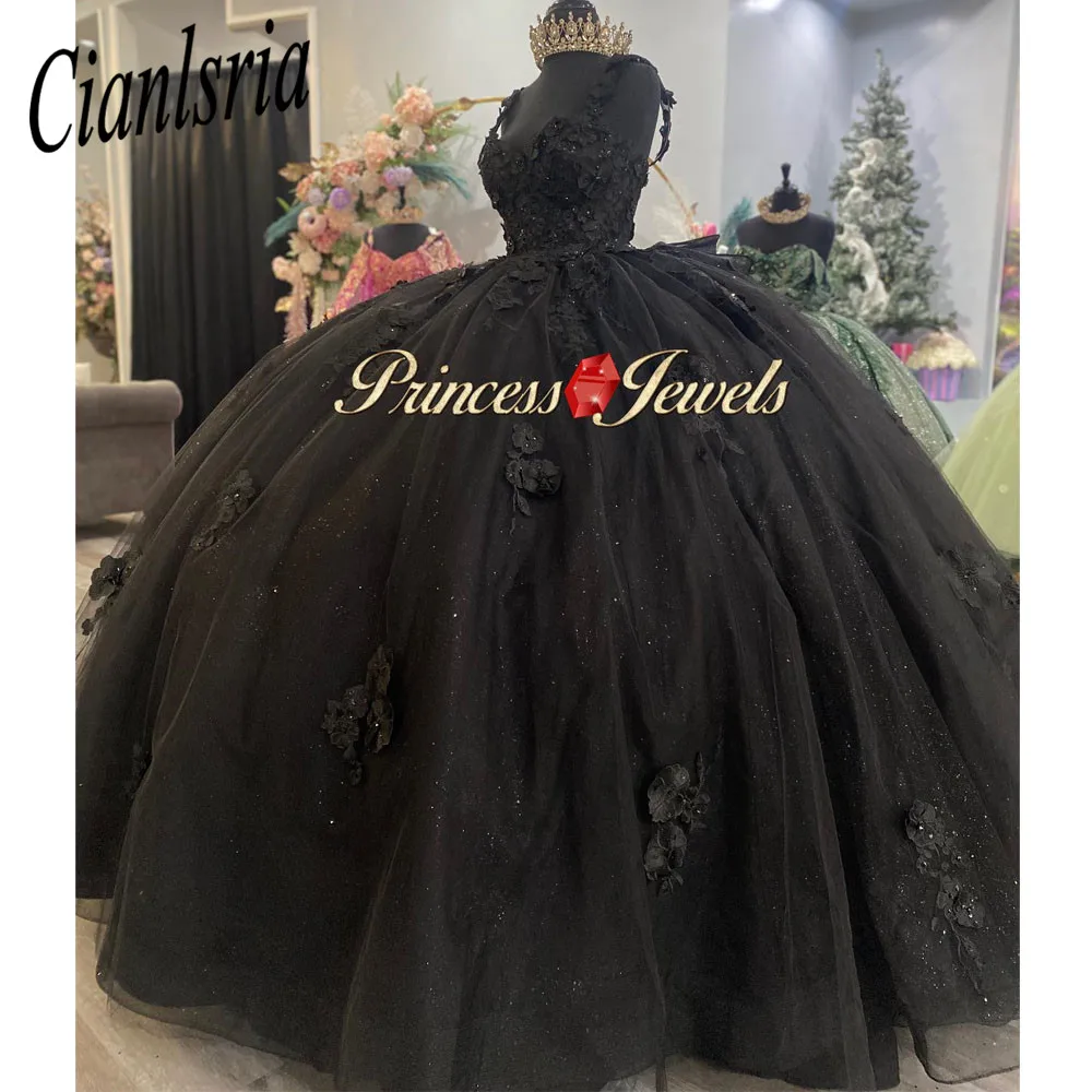 Black Quinceanera Dresses 2024 Princess Sweet 15 Years Girl Birthday Party Dresses With Appliques Vestidos De Quinceañera