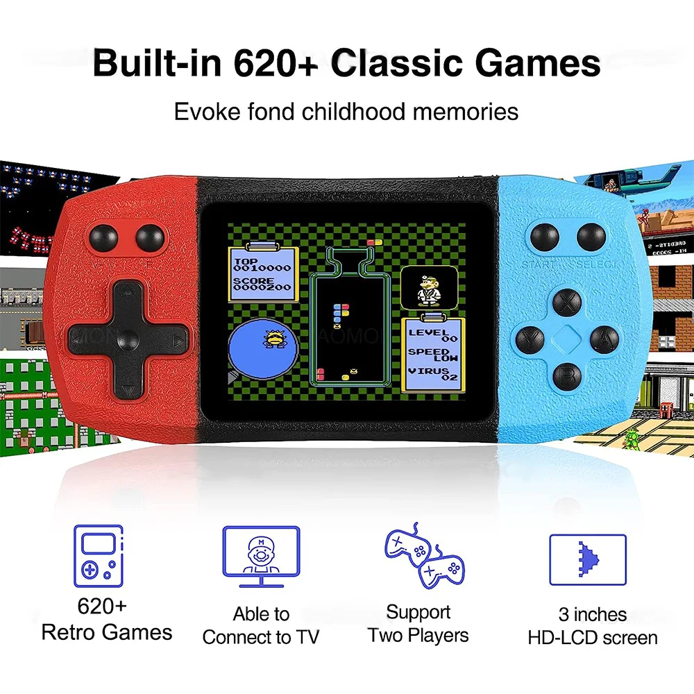Mini consola de videojuegos Retro integrada en 620 juegos clásicos juego portátil Playe AV Ouput juego para niños