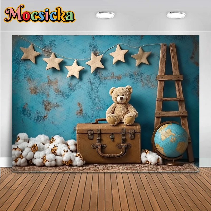 Mocsicka Baby Shower Photo Background Cotton Fabric Washable Decor Children Portrait Birthday Photography Backdrop Studio Banner