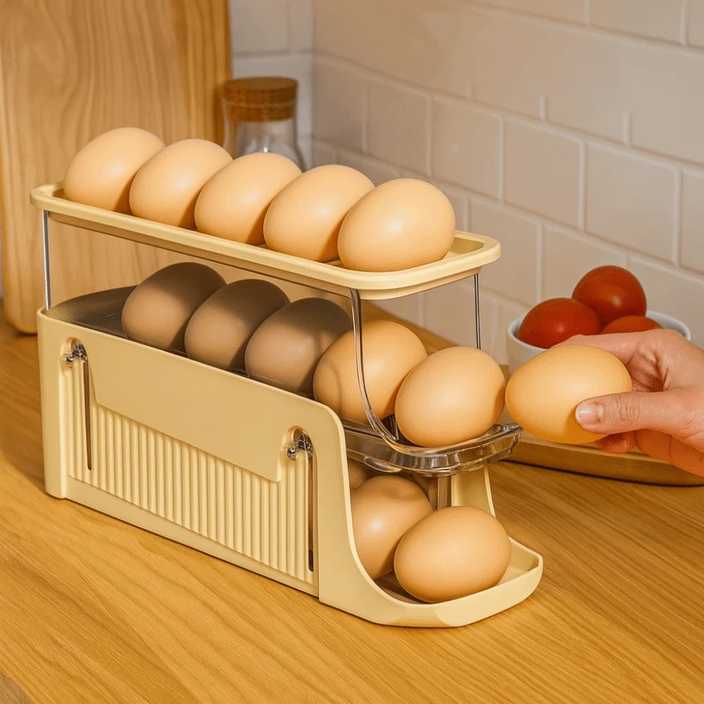 

Organizer Removable Automatic Rolling Egg Tray Stacking Holds 17 Eggs Egg Holder Slide Egg Storage Rack Dining Table