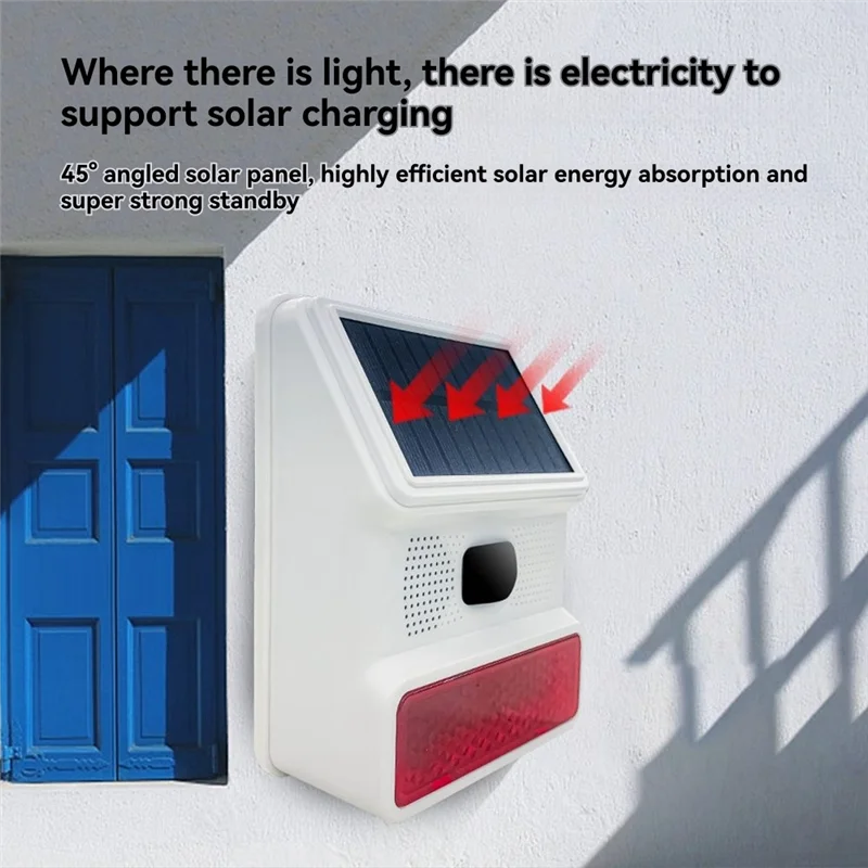 Bezprzewodowa syrena alarmowa AT41 zasilana energią słoneczną, czujnik alarmowy z dźwiękiem i światłem do użytku zewnętrznego, do systemów alarmowych 433Mhz Wifi GSM do domu, gospodarstwa.