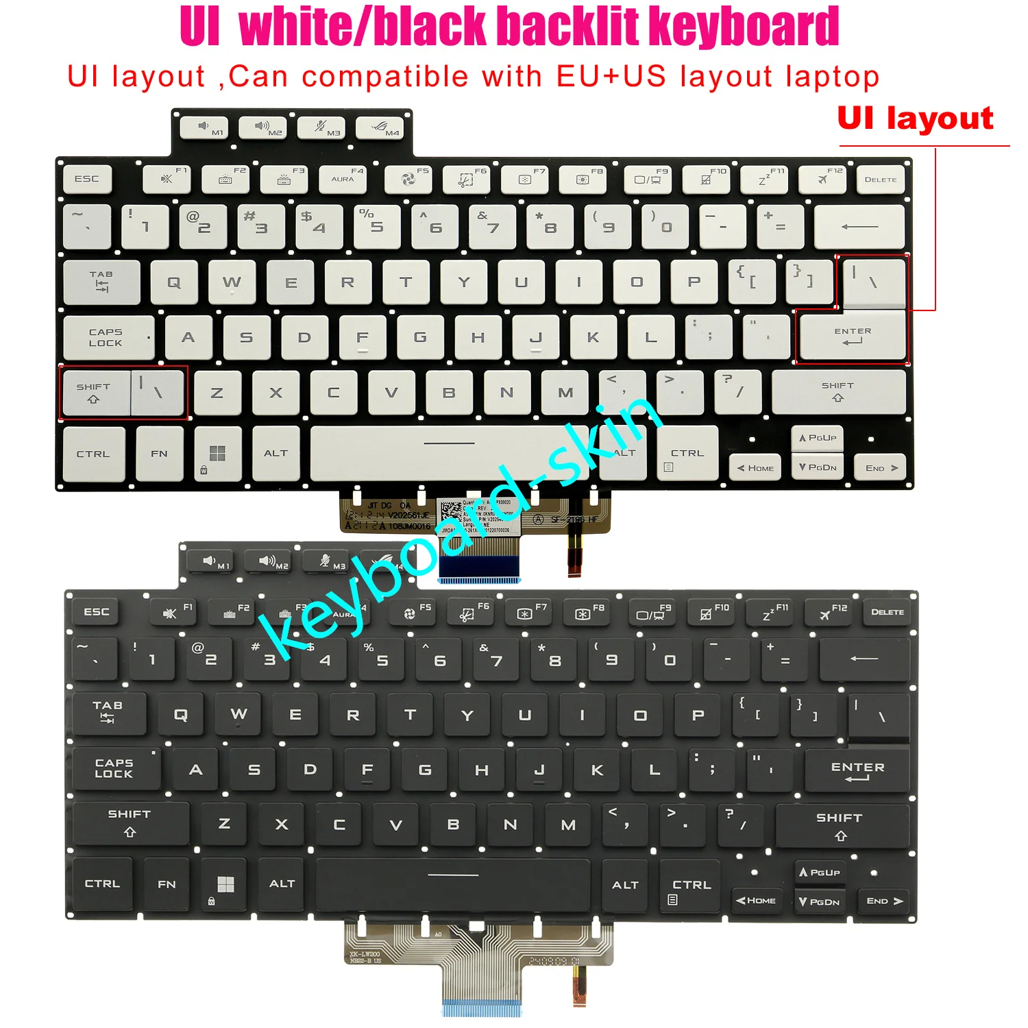 New black /white US Backlit No-Palmrest Keyboard For ASUS ROG Zephyrus G15 GA503 G16 M16 GU603 GU603H GA503QR GA503R GU603H