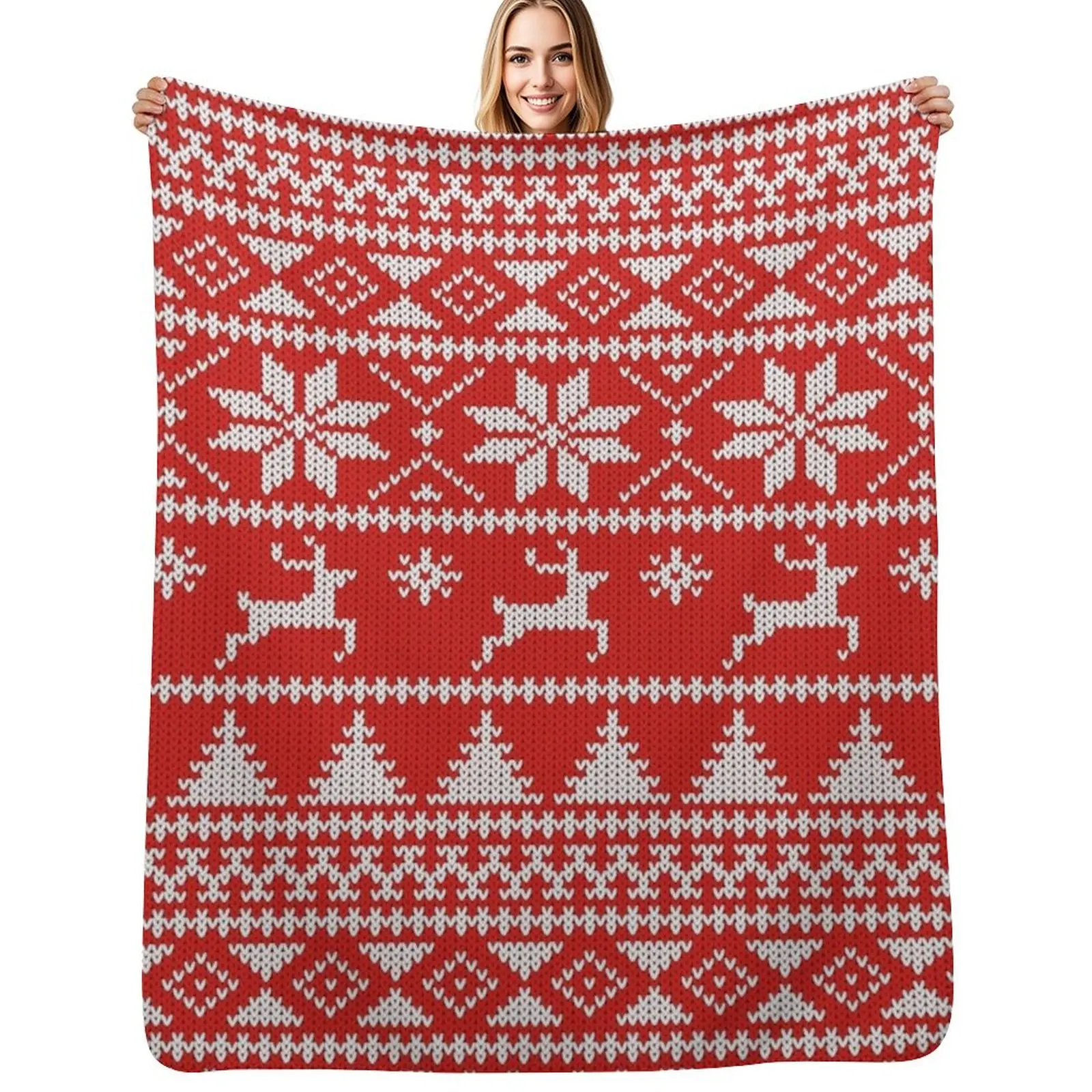 Fair Isle Christmas Throw Blanket halloween blankets ands funny gift Travel Camping Picnic Blankets