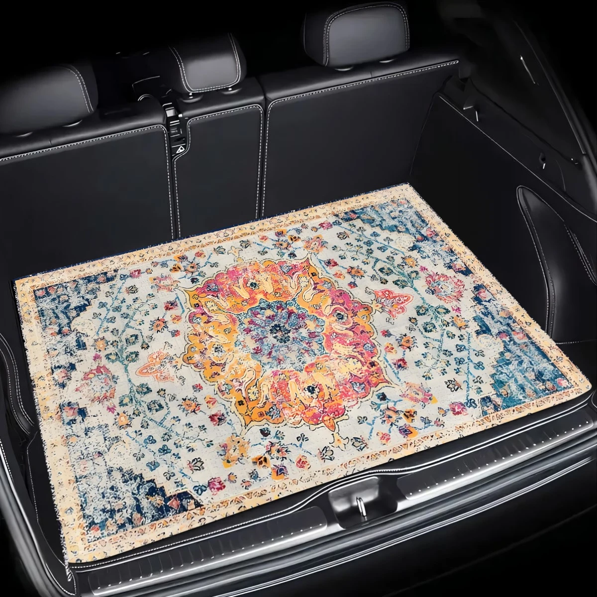 VIKAMA Vintage Persian Floral Trunk Mat Bohemian Non Slip Universal Boot Liner Car Interior Decor