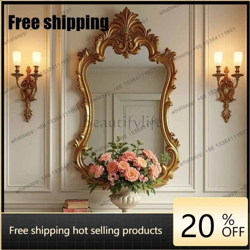 

X4 French light luxury high-end girls bedroom dressing mirror household background wall decorative mirror