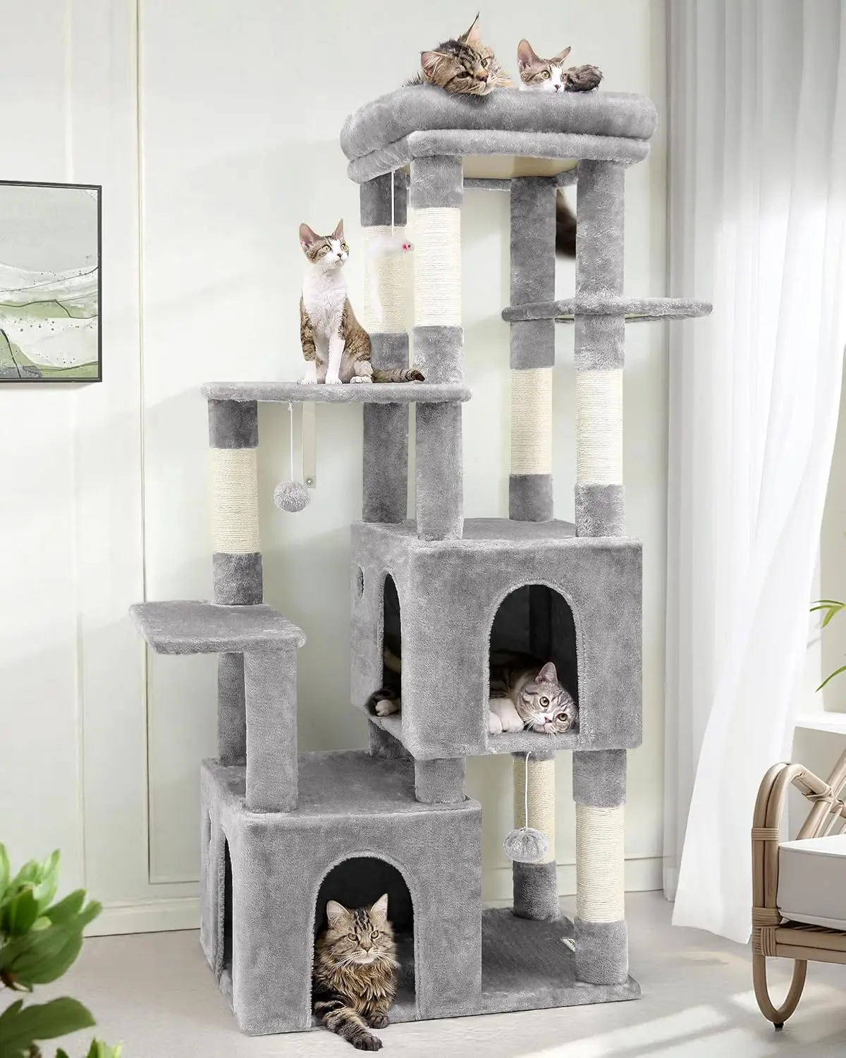 

Cat Tower for Indoor Cats, Heavy Duty Cat Trees for Large Cats Adult Big Cats Maine Coon Cat Tree Tower with Scratching