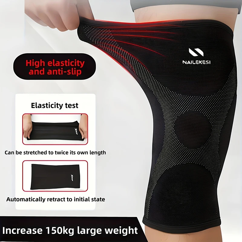 Extra große Kniebandage für 40–150 kg große Sport-Kniebandage in Übergröße, Laufen, Springen, Wandern, Kniestütze, rutschfeste Silikon-Knieschützer – Detail 7