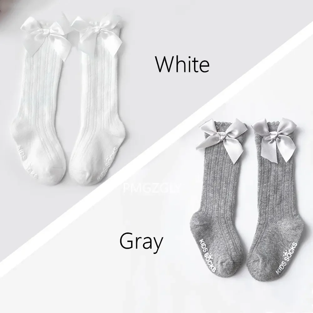 3 Pairs Bow Knee High Fishnet Socks Children Girls Royal Style Baby Toddler Bowknot In Tube Socks.Kid Hollow Out Socks