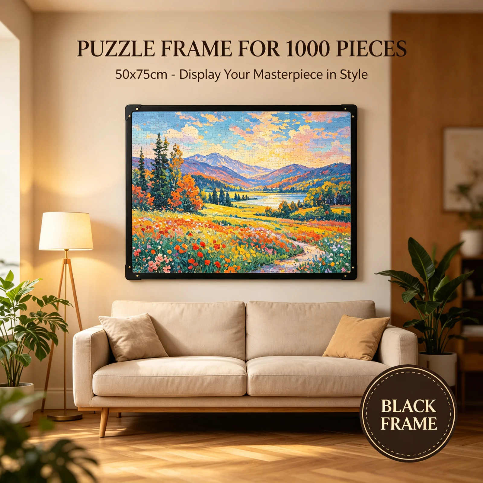 PVC Photo Frame Jigsaw Puzzle Frame 50x75cm for 1000 Pieces Wall Art Display