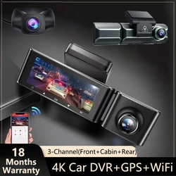 AZDOME M550 Dash Cam 3 Channel Front Inside Rear 4K 2160P Car DVR Video Camera dashcam GPS 24H Parking Mode WIFI & App Control