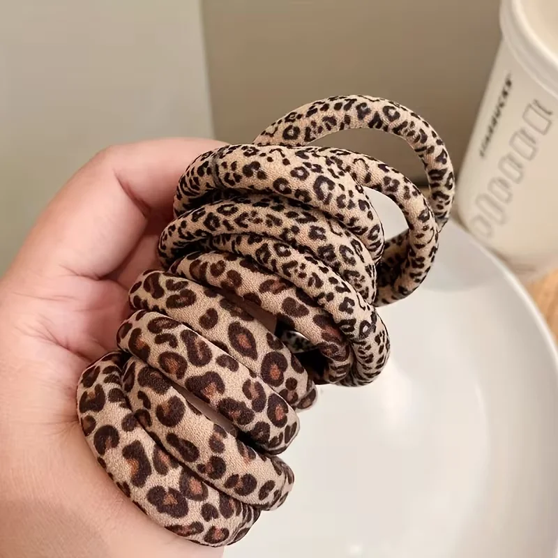 10pcs Fashion Leopard Print Elastic Rubber Hair Bands Hair Rope for Women Party Hair Accessories image 3