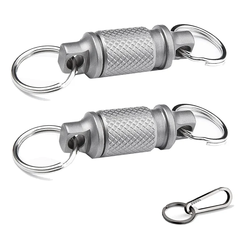 Quick Release Keychain Set with Titanium Carabiner and Keyrings - Advanced Titanium Swivel Clip 360-Degree Rotation