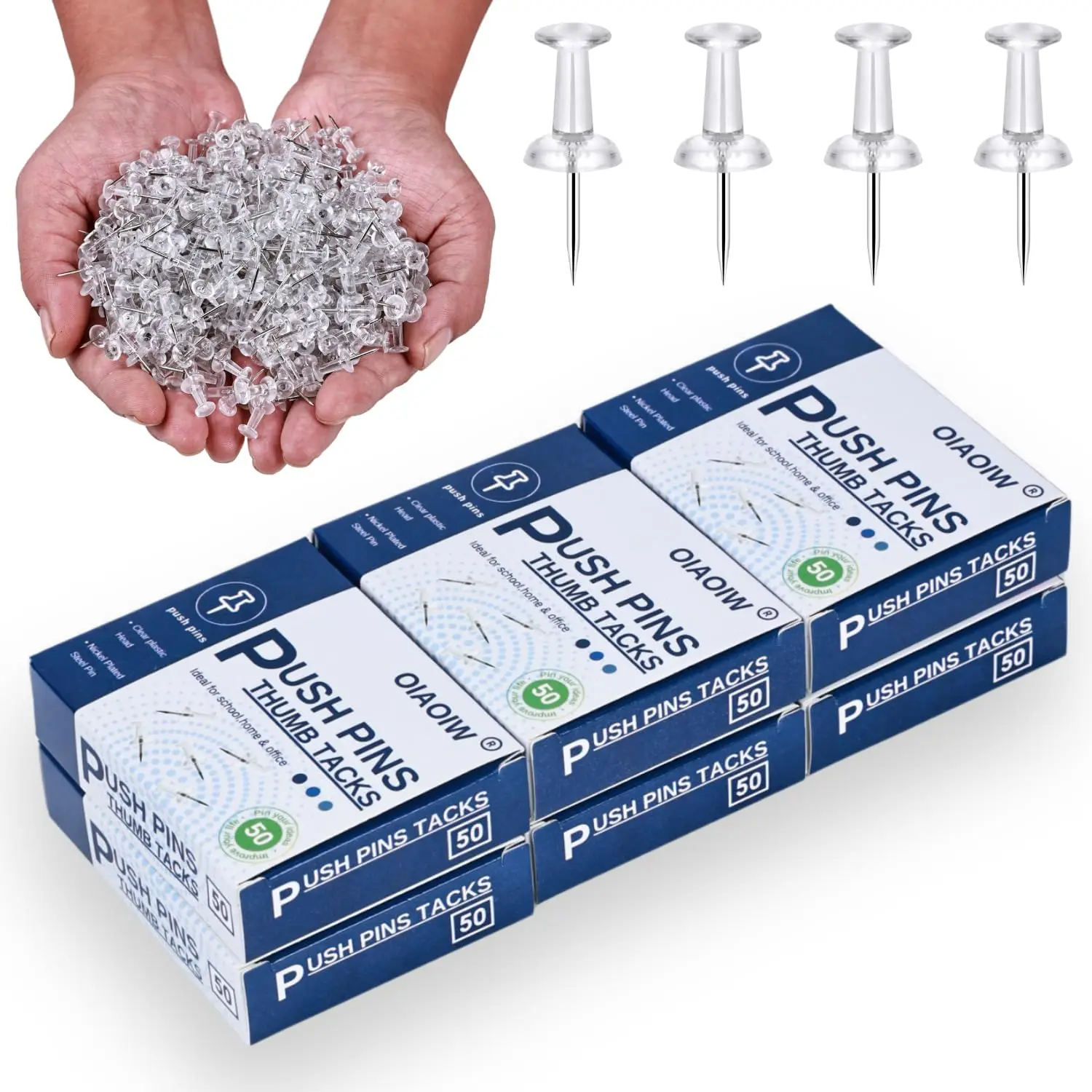 

300pcs Clear Push Pins for Bulletin Boards, Walls, and Thumb Tacks - Durable Wall Pins