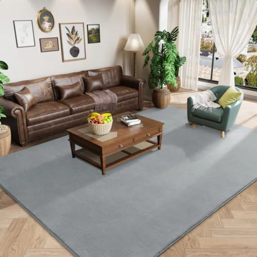 

Modern Area Rugs for Bedroom Living Room 4x6 Feet Grey Thickened Memory Foam Rug Fluffy Indoor Washable Rugs Non Slip Minimalis