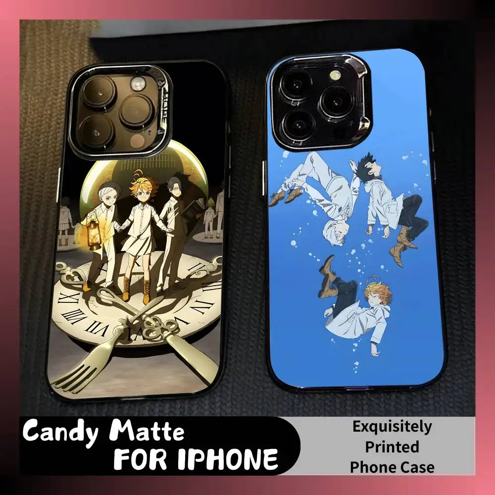

E-Emma Anime TNP The Neverland Phone Case For iPhone 16 17 15 14 12 13 Pro Max Black Candy Matte Shockproof Cover
