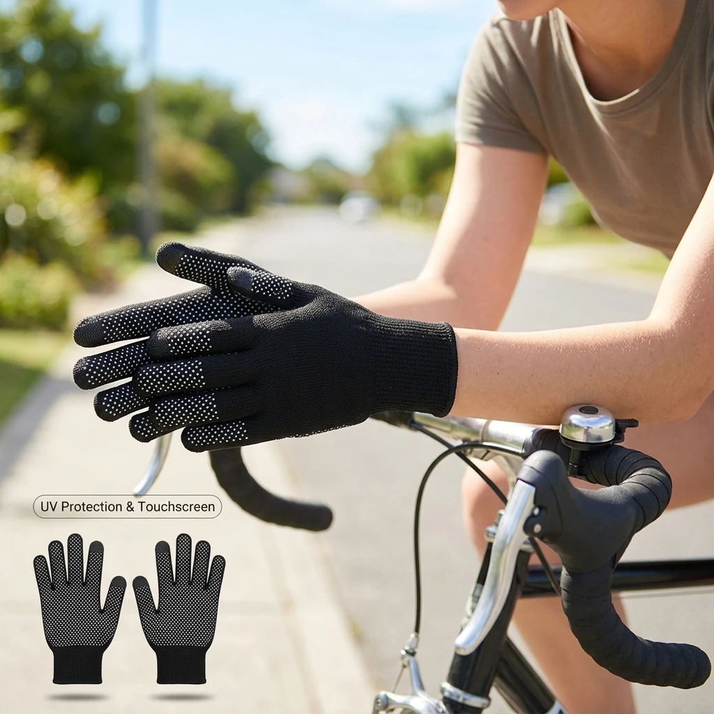 Summer Touchscreen Gloves for Women Men Anti-Slip Dotted Breathable Outdoor Cycling Work Safety Gloves Black Grey Blue