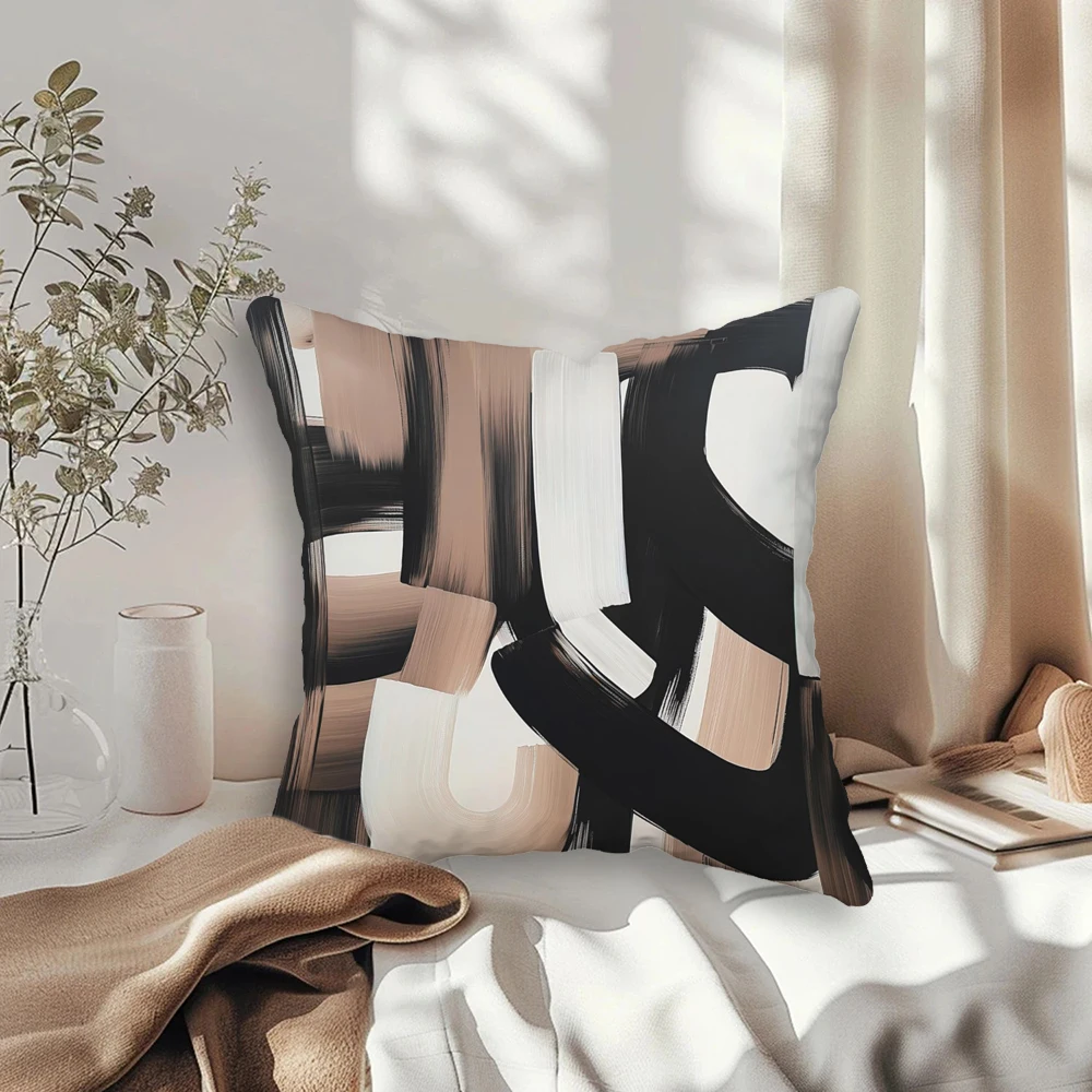 1PC Geometric Lines Pillow Covers,Polyester Decorative Cushion Cases for Living Room Sofa (Pillow Inserts Not Included)