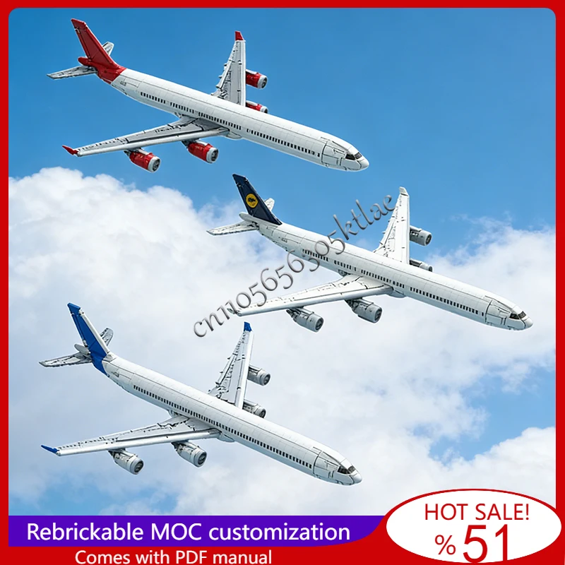 

NEW Airbus Atlantic Airbus A340-600 Transforming Aircraft Building Block Model Children Education Assembly Toys Birthday Gifts
