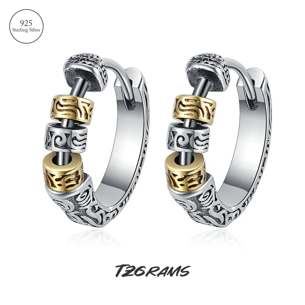 

Real 925 Sterling Thai Silver Vintage Earrings Rotatable Bead Unique Design Jewelry Supplier Fashion Best Jewelry Gift
