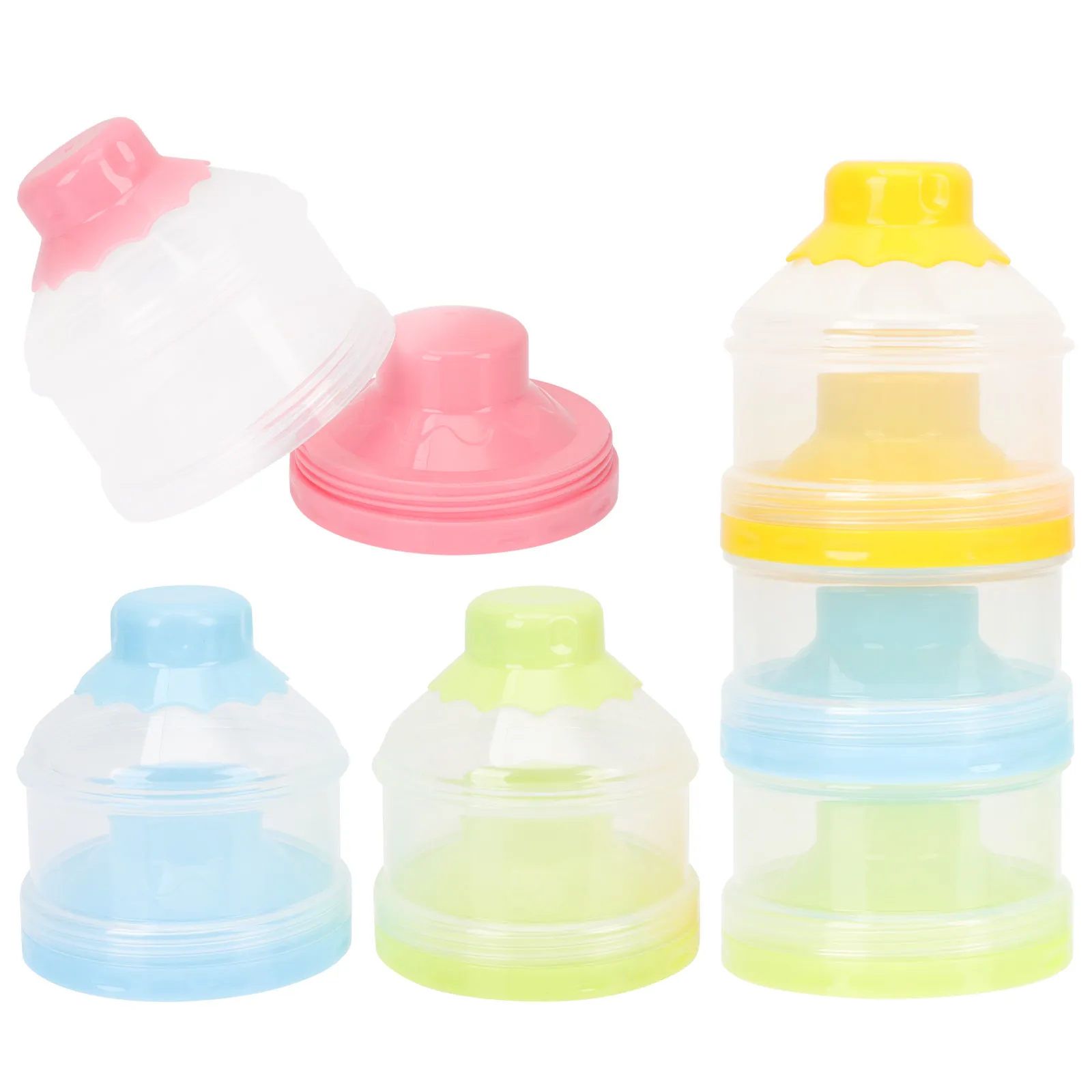

2Pcs Milk Powder Container for Baby High-Quality 3-Tier Stackable Formula Dispenser Travel Friendly Clean Sealed Powder Storage