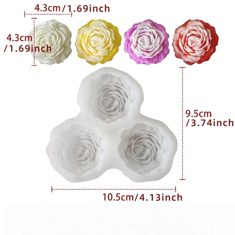 Peony Flower Candle Silicone Mold 3D Mini Rose Flower Soap Gypsum Handicraft Resin Mold DIY Crafts Tool view 3