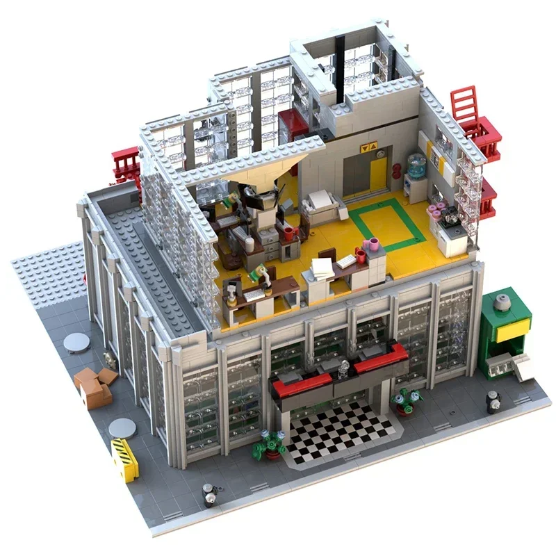 Technische Moc Bakstenen Model Dubbele Dagelijkse Bugel Kantoor Toren Modulaire Bouwstenen Geschenken Speelgoed Voor Kinderen Diy Sets Assembleren