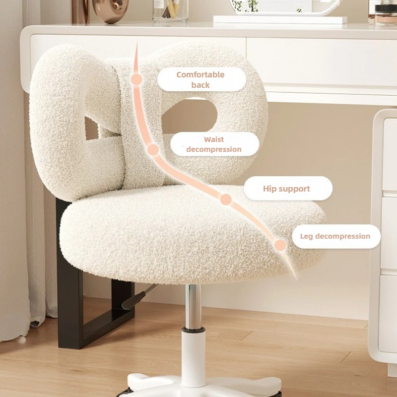 New bow style women's dressing chair, women's bedroom dressing chair, light luxury nail chair, cream style roller leisure chair