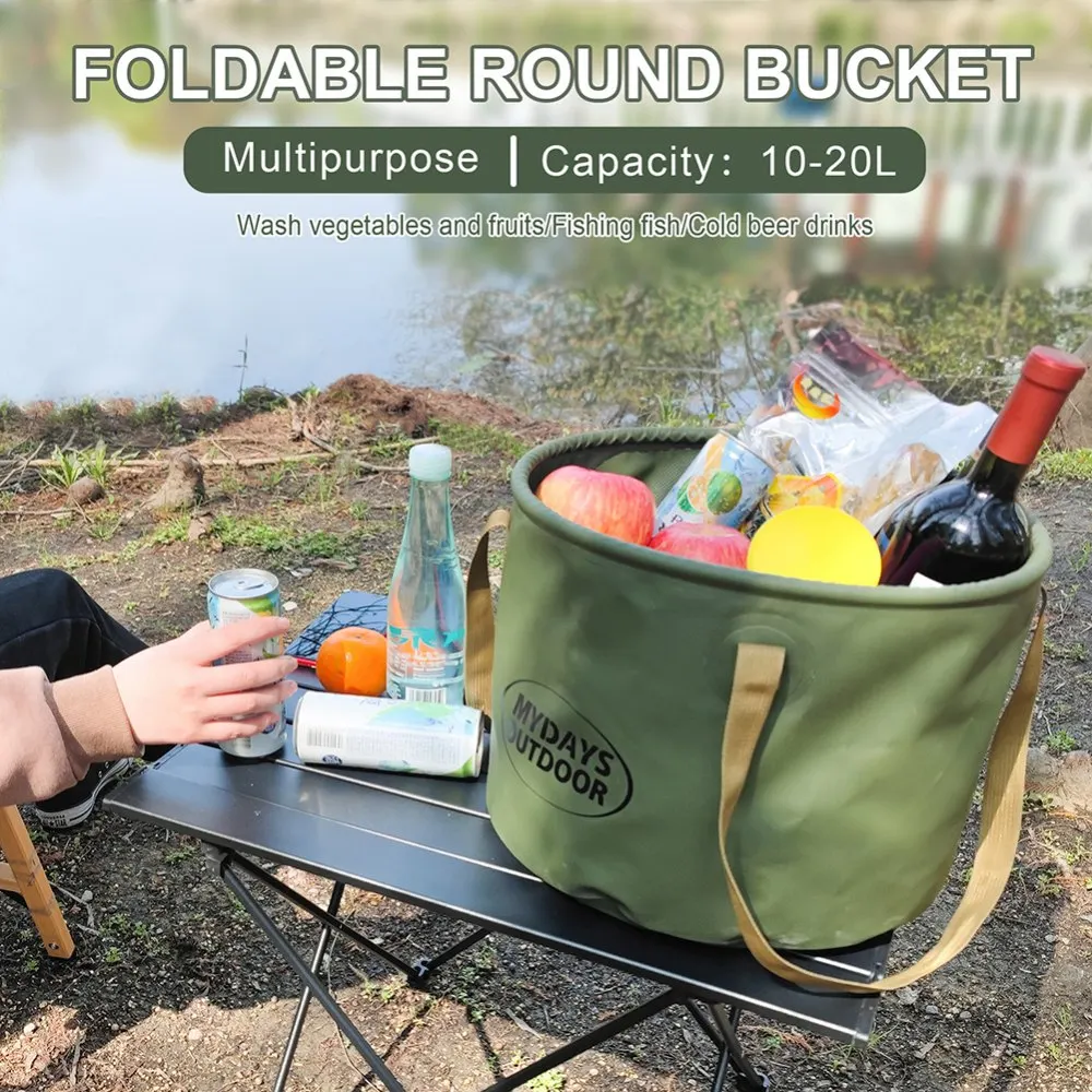 

Foldable Round Bucket Outdoor Camping Accessories Picnic Portable Water Basin Folding Storage Bucket Beer Container