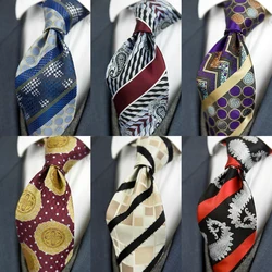 Classy Geometric Pattern Paisley Checked Dots Stripes Mens Necktie Ties 100% Silk Jacquard Woven Elegant Brand New