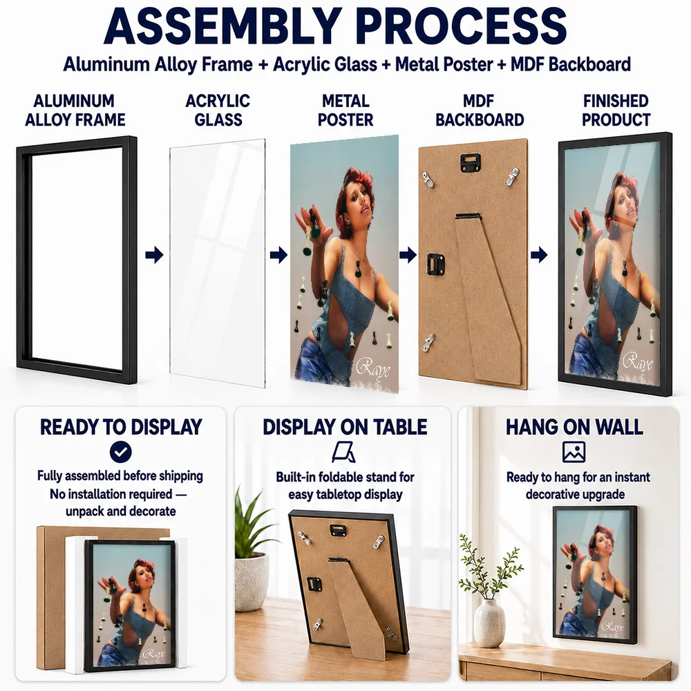 Raye Singer Portrait Metal Poster With Aluminum Alloy Frame Personalized Recording Tribute Wall Art Ideal For Listening Lounge