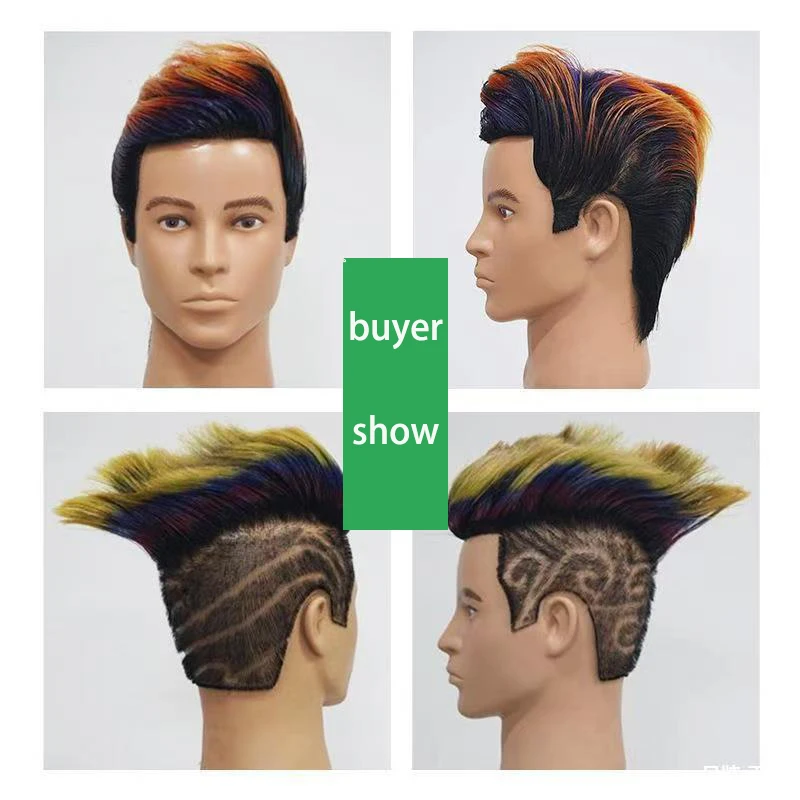 100% 인모 마네킹 헤드 8인치 남성 스타일링 헤드 연습용 미용 스타일링 트레이닝 인형머리 클램프 스탠드 포함