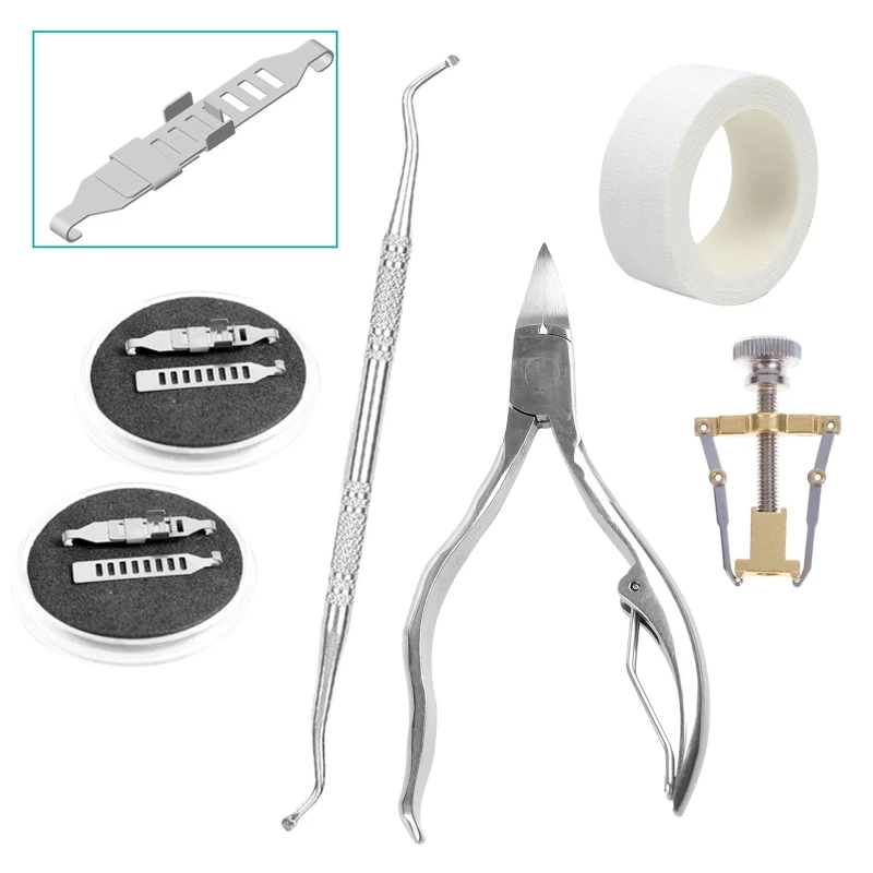 1 Piece Ingrown Toenail Tools Kit Metal Toenail Treatment Care Tool Nail Correction Buckle File Cuticle Pusher with Tape