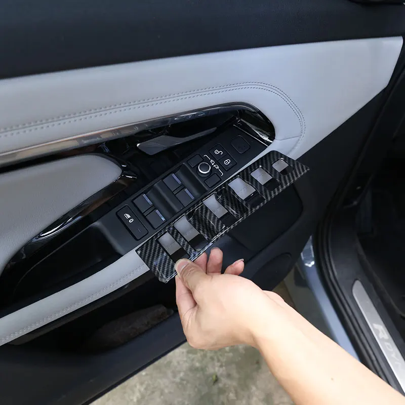 

For Range Rover Evoque L551 2020-23 ABS Carbon Fiber Car Window Lift Switch Buttons Frame Cover Trim sticker Car Accessories LHD