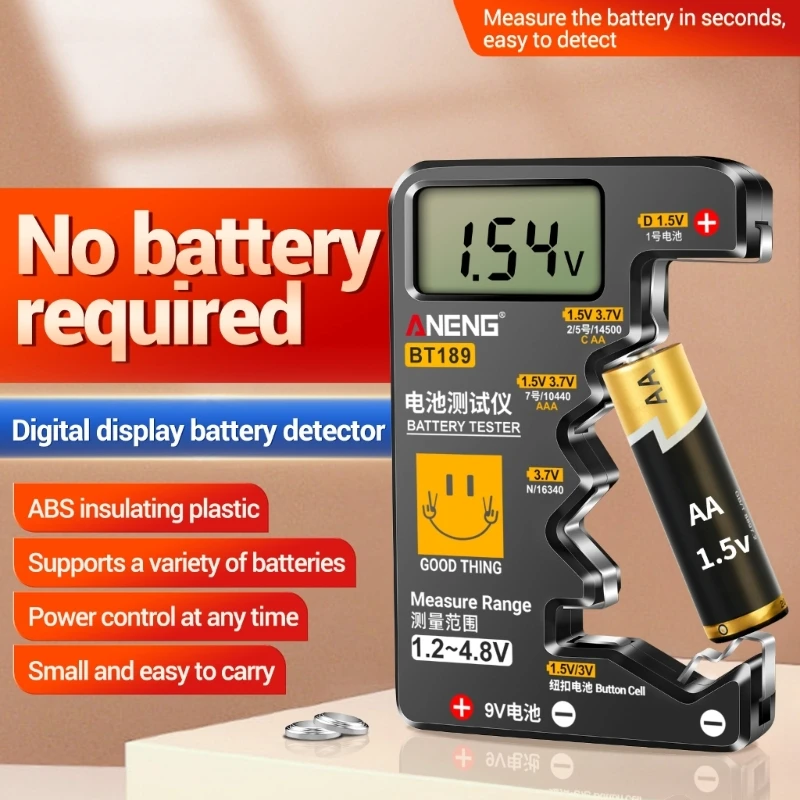 Digital Battery Tester LCD-Display C-D-N AA AAA 9V 1.5V Button Cell Battery Capacity Check Detectors Checkered Load