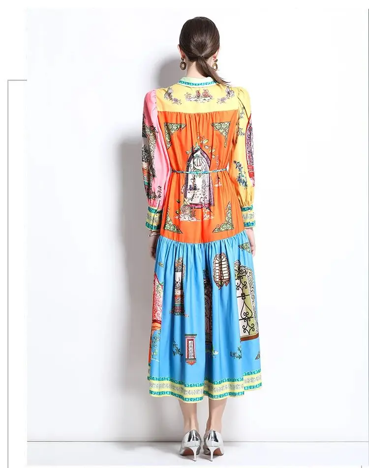 ZAROY French Court Style Long Sleeve Dress Luxury Vintage Lapel Midi Dress Women Elegant Button-up Belted Party Dress Vestidos